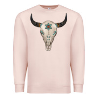 Pale Pink Turquoise Bull Skull Premium Sweatshirt - Jasminsmagicworld