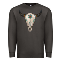 Smoke Turquoise Bull Skull Premium Sweatshirt - Jasminsmagicworld