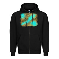 Black Turquoise Leopard Background Zipper Hoodie - Jasminsmagicworld