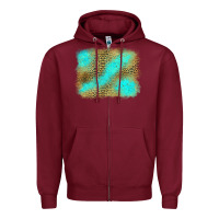 Burgundy Turquoise Leopard Background Zipper Hoodie - Jasminsmagicworld