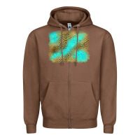 Chestnut Turquoise Leopard Background Zipper Hoodie - Jasminsmagicworld