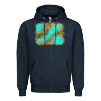 Navy Turquoise Leopard Background Zipper Hoodie - Jasminsmagicworld
