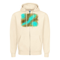 Sandshell Turquoise Leopard Background Zipper Hoodie - Jasminsmagicworld