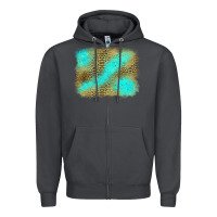 Smoke Turquoise Leopard Background Zipper Hoodie - Jasminsmagicworld