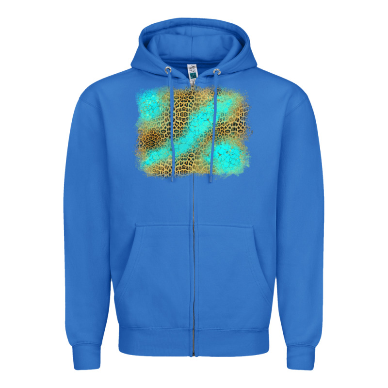Turquoise Leopard Background Zipper Hoodie by Jasminsmagicworld | Teevron