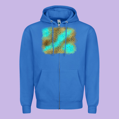 Turquoise Leopard Background Zipper Hoodie Designed By Jasminsmagicworld