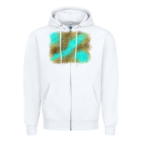 White Turquoise Leopard Background Zipper Hoodie - Jasminsmagicworld