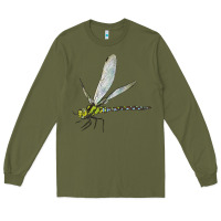 Army Green Blue And Yellow Dragonfly Long Sleeve Tee - LillyAllenDesigns
