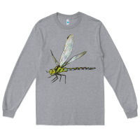Heather Grey Blue And Yellow Dragonfly Long Sleeve Tee - LillyAllenDesigns