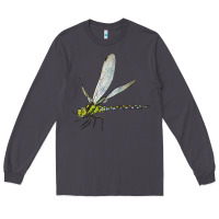 Smoke Blue And Yellow Dragonfly Long Sleeve Tee - LillyAllenDesigns