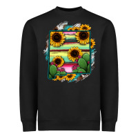 Black New Mexico Map Sunflower Cactus Serape Heavyweight Sweatshirt - RanaPortraitStore