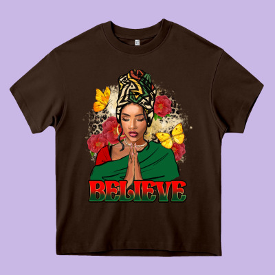 Believe Black Woman Heavy Core Tee Designed By Fadigitalartstudio