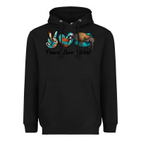Black peace love west bison Heavyweight Hoodie - RanaPortraitStore