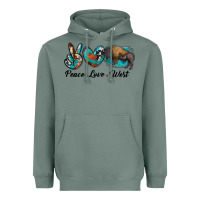 Sage peace love west bison Heavyweight Hoodie - RanaPortraitStore