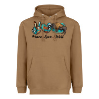Toasted Coconut peace love west bison Heavyweight Hoodie - RanaPortraitStore