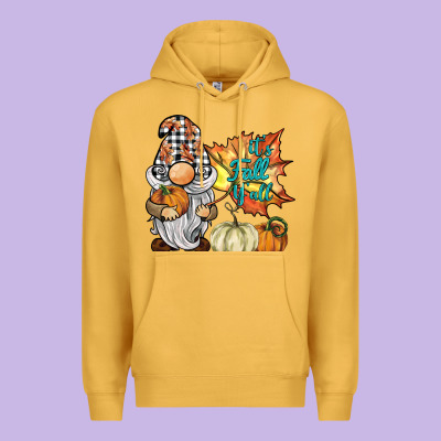 It's Fall Y'all Gnome Premium Hoodie Designed By Barkaloodesign