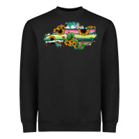 Black North Carolina Map Sunflower Cactus Serape Heavyweight Sweatshirt - RanaPortraitStore