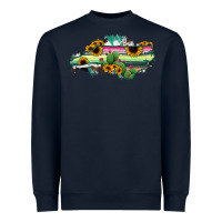 Navy North Carolina Map Sunflower Cactus Serape Heavyweight Sweatshirt - RanaPortraitStore