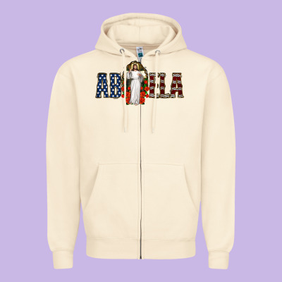 Abuela Jesus Christ Zipper Hoodie Designed By Jasminsmagicworld