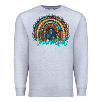 Heather Grey western thanksgiving rainbow with turkey Premium Sweatshirt - RanaPortraitStore
