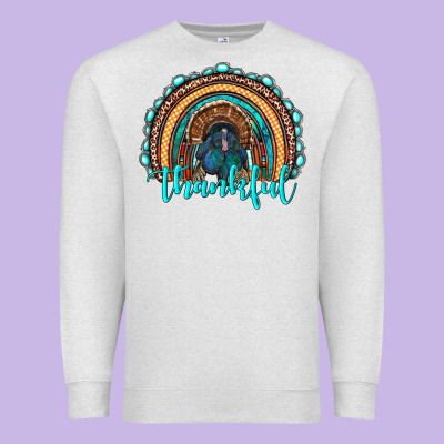 Western Thanksgiving Rainbow With Turkey Premium Sweatshirt Designed By Ranaportraitstore