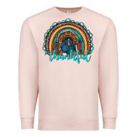 Pale Pink western thanksgiving rainbow with turkey Premium Sweatshirt - RanaPortraitStore