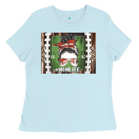 Baby Blue American Football Mom life Ladies Tee - CowhideDigitalArt