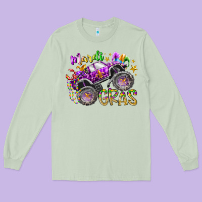 Mardi Gras Monster Truck Long Sleeve Tee Designed By Racoondesign