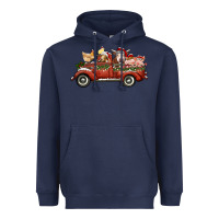 Navy christmas truck with farm animals Heavyweight Hoodie - RanaPortraitStore
