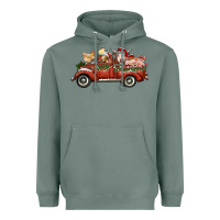 Sage christmas truck with farm animals Heavyweight Hoodie - RanaPortraitStore
