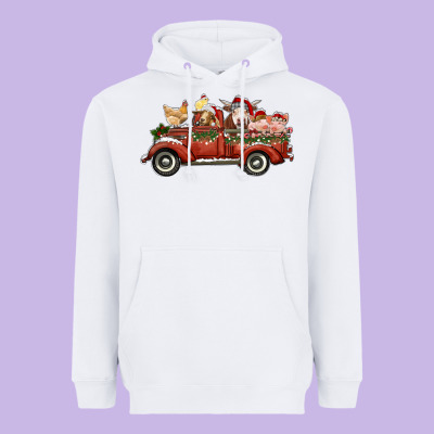 Christmas Truck With Farm Animals Heavyweight Hoodie Designed By Ranaportraitstore