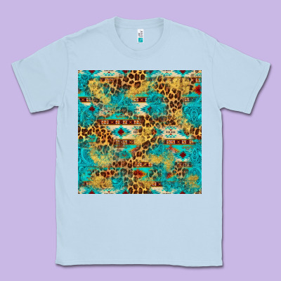 Western Aztec Leopard Glitter Seamless Pattern Classic Tee Designed By Fadigitalartstudio