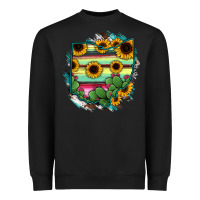 Black Ohio Map Sunflower Cactus Serape Heavyweight Sweatshirt - RanaPortraitStore