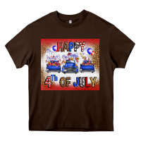 Chocolate Brown Western Happy Fourth Of July Heavy Core Tee - FaDigitalArtStudio