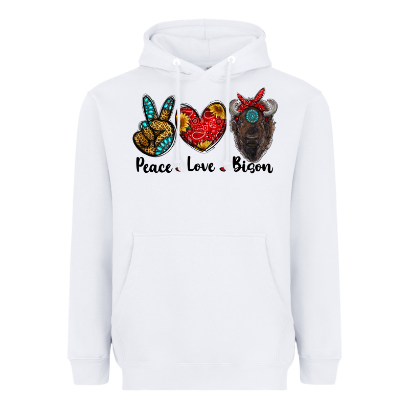 Peace Love Bison Heavyweight Hoodie by RanaPortraitStore | Teevron