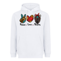 White peace love bison Heavyweight Hoodie - RanaPortraitStore
