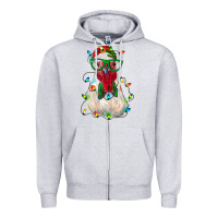 Heather Grey christmas rooster Zipper Hoodie - RanaPortraitStore