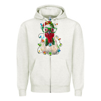 Oatmeal Heather christmas rooster Zipper Hoodie - RanaPortraitStore