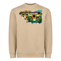 Mushroom Oklahoma Map Sunflower Cactus Serape Heavyweight Sweatshirt - RanaPortraitStore