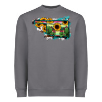Storm Oklahoma Map Sunflower Cactus Serape Heavyweight Sweatshirt - RanaPortraitStore