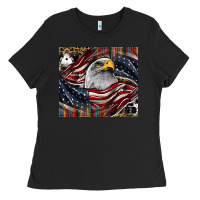 Black American eagle Ladies Tee - CowhideDigitalArt
