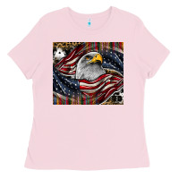 Bubblegum Pink American eagle Ladies Tee - CowhideDigitalArt
