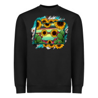 Black Oregon Map Sunflower Cactus Serape Heavyweight Sweatshirt - RanaPortraitStore