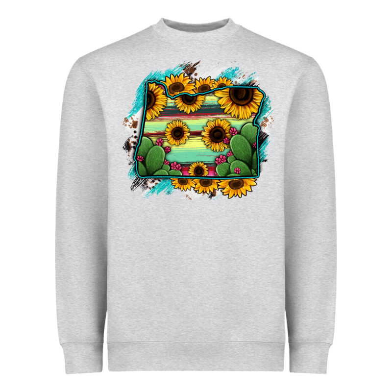 Oregon Map Sunflower Cactus Serape Heavyweight Sweatshirt by RanaPortraitStore | Teevron