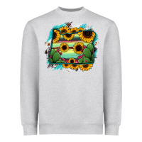 Heather Grey Oregon Map Sunflower Cactus Serape Heavyweight Sweatshirt - RanaPortraitStore