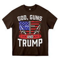 Chocolate Brown god guns and trump Heavy Core Tee - artisFamous