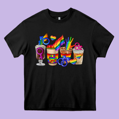 Lgbt Coffee Cups Heavy Core Tee Designed By Fadigitalartstudio