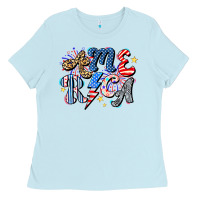 Baby Blue America Ladies Tee - CowhideDigitalArt