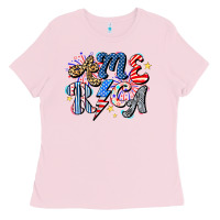 Bubblegum Pink America Ladies Tee - CowhideDigitalArt