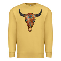 Antique Gold Western Tooled Leather Bull Skull Premium Sweatshirt - Jasminsmagicworld